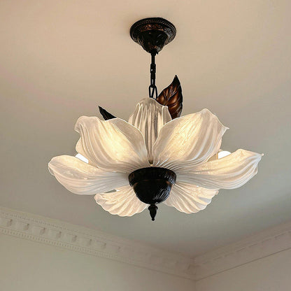 Traditional French Metal Acrylic Petal 6-Light Pendant Light For Living Room & Dining Room