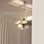 Traditional French Solid Wood Iron Fabric PLA Flower-Shaped 3-Light Pendant Light For Living Room