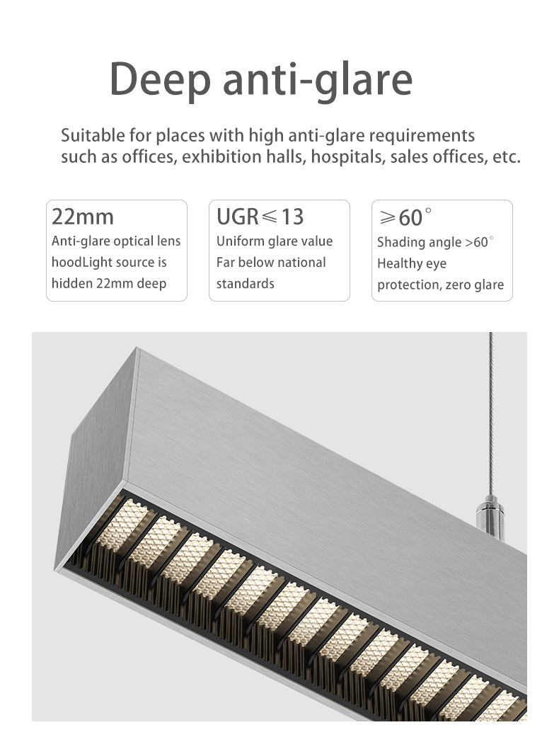 Architectural LED Linear Light - Anti-glare Pendant Light for Home Office SCON