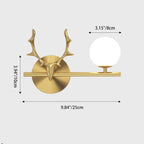 Contemporary Creative Glass & Copper Deer Antler Shape 1-Light Wall Sconce Lamp For Bedroom & Living Room