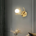 Contemporary Creative Glass & Copper Deer Antler Shape 1-Light Wall Sconce Lamp For Bedroom & Living Room