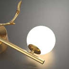 Contemporary Creative Glass & Copper Deer Antler Shape 1-Light Wall Sconce Lamp For Bedroom & Living Room