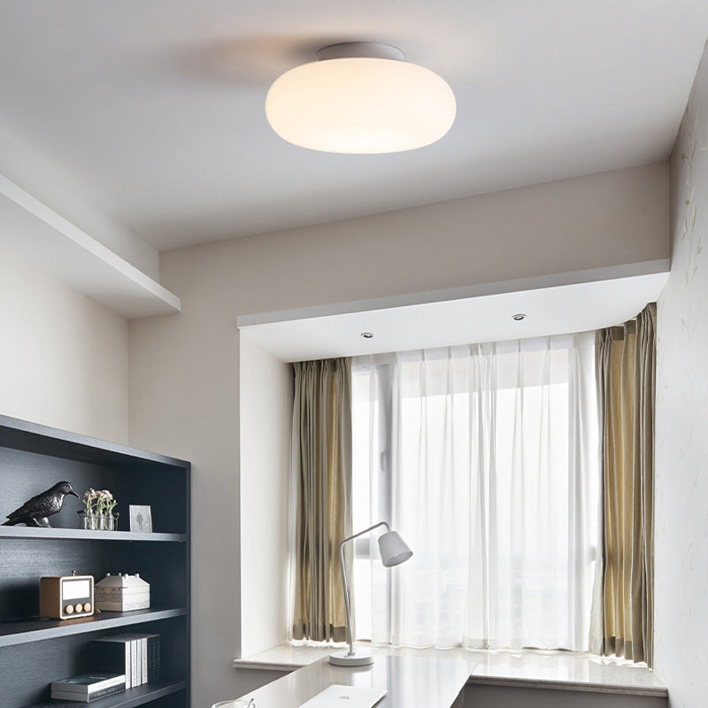 Modern Minimalist Iron & PE Apple Shape LED Semi-Flush Mount Ceiling Light For Bedroom & Living Room