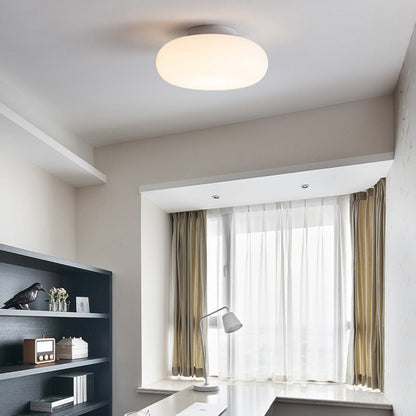 Modern Minimalist Iron & PE Apple Shape LED Semi-Flush Mount Ceiling Light For Bedroom & Living Room