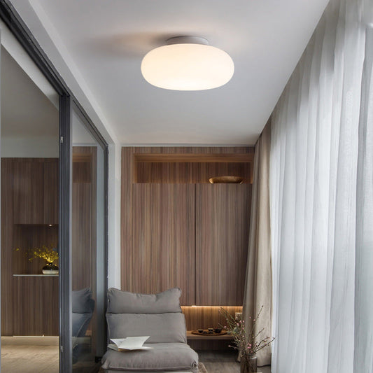 Modern Minimalist Iron & PE Apple Shape LED Semi-Flush Mount Ceiling Light For Bedroom & Living Room