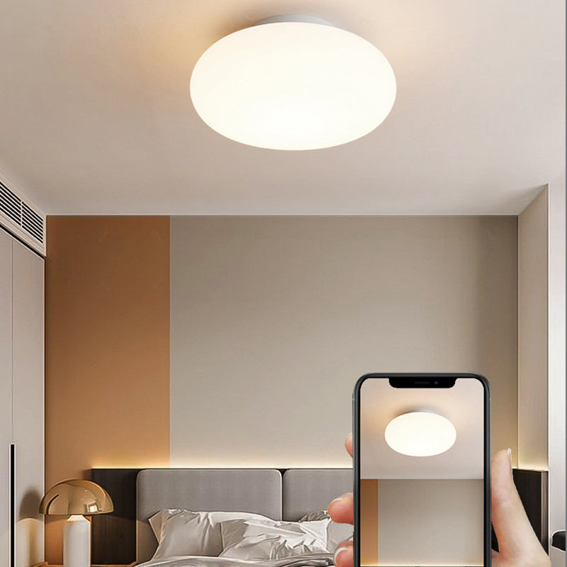 Modern Minimalist Iron & PE Apple Shape LED Semi-Flush Mount Ceiling Light For Bedroom & Living Room
