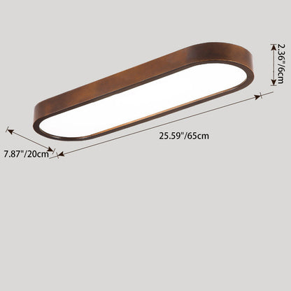 Modern Minimalist Rubberwood & Acrylic Oval LED Flush Mount Ceiling Light for Bedroom & Living Room