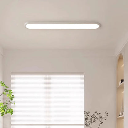 Modern Minimalist Acrylic Aluminum Iron Long Oval LED Flush Mount Ceiling Light For Bedroom & Living Room