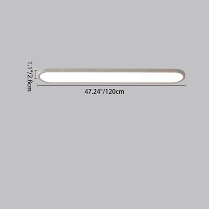 Modern Minimalist Acrylic Aluminum Iron Long Oval LED Flush Mount Ceiling Light For Bedroom & Living Room