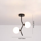 Contemporary Creative Glass Iron Wavy Globe 2-Light Semi-Flush Mount Ceiling Light For Bedroom And Living Room