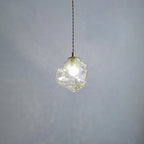 Contemporary Creative Glass Wood Iron Irregular Stone 1-light Pendant Light for Bedroom & Living Room BulbSquare