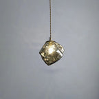 Contemporary Creative Glass Wood Iron Irregular Stone 1-light Pendant Light for Bedroom & Living Room BulbSquare