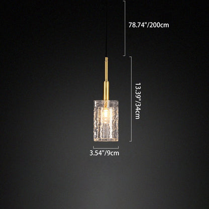 Modern Luxury Crystal Copper Cylindrical 1-light Pendant Light for Bedroom Living Room
