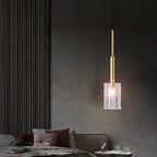 Modern Luxury Crystal Copper Cylindrical 1-light Pendant Light for Bedroom Living Room