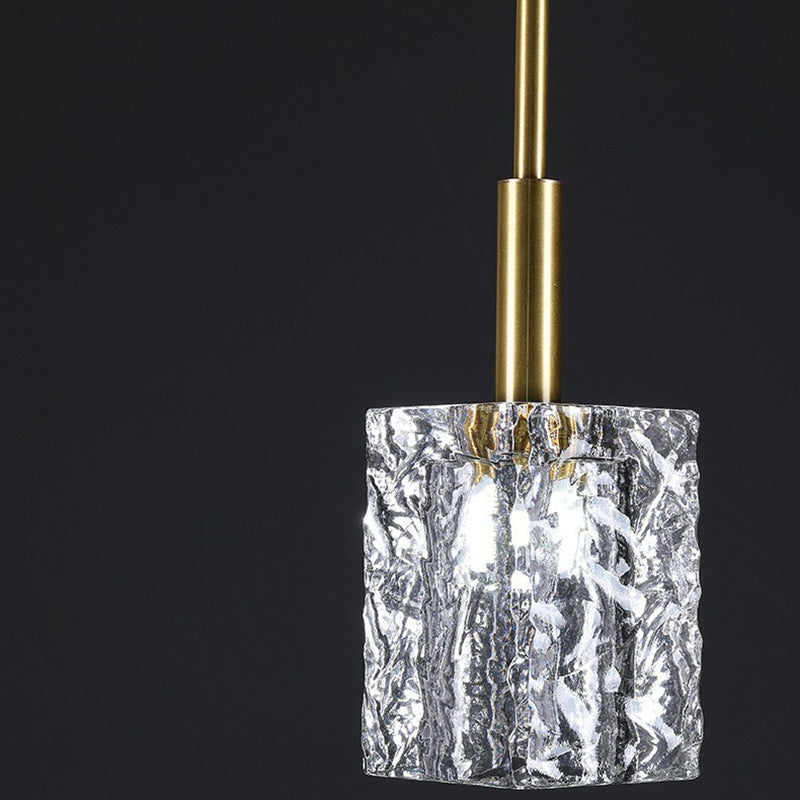 Modern Luxury Crystal Copper Cylindrical 1-light Pendant Light for Bedroom Living Room