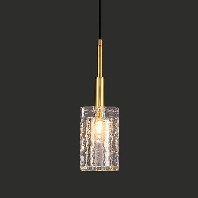 Modern Luxury Crystal Copper Cylindrical 1-light Pendant Light for Bedroom Living Room