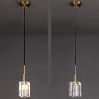 Modern Luxury Crystal Copper Cylindrical 1-light Pendant Light for Bedroom Living Room