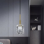 Modern Luxury Crystal Copper Cylindrical 1-light Pendant Light for Bedroom Living Room