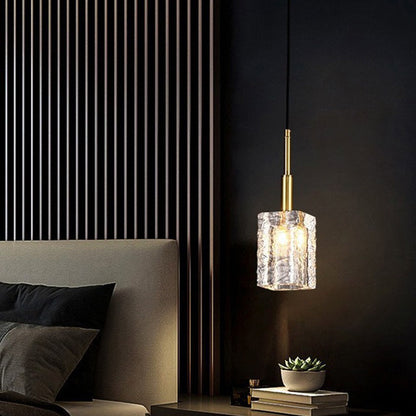 Modern Luxury Crystal Copper Cylindrical 1-light Pendant Light for Bedroom Living Room