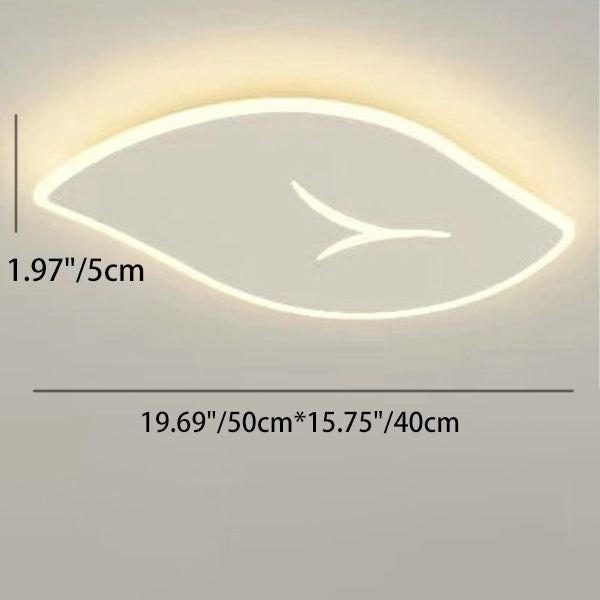 Modern Minimalist Pvc Iron Leaf-shaped Round LED Flush Mount Ceiling Light for Bedroom & Living Room