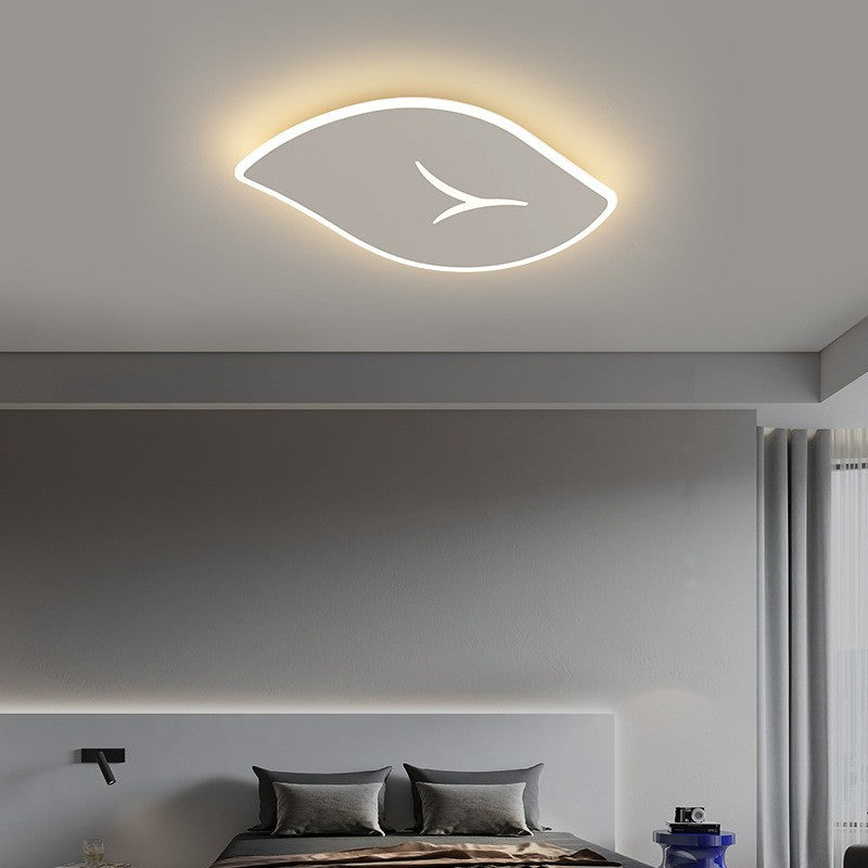 Modern Minimalist Pvc Iron Leaf-shaped Round LED Flush Mount Ceiling Light for Bedroom & Living Room