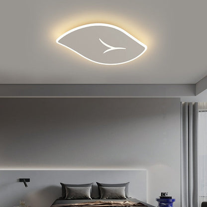 Modern Minimalist Pvc Iron Leaf-shaped Round LED Flush Mount Ceiling Light for Bedroom & Living Room