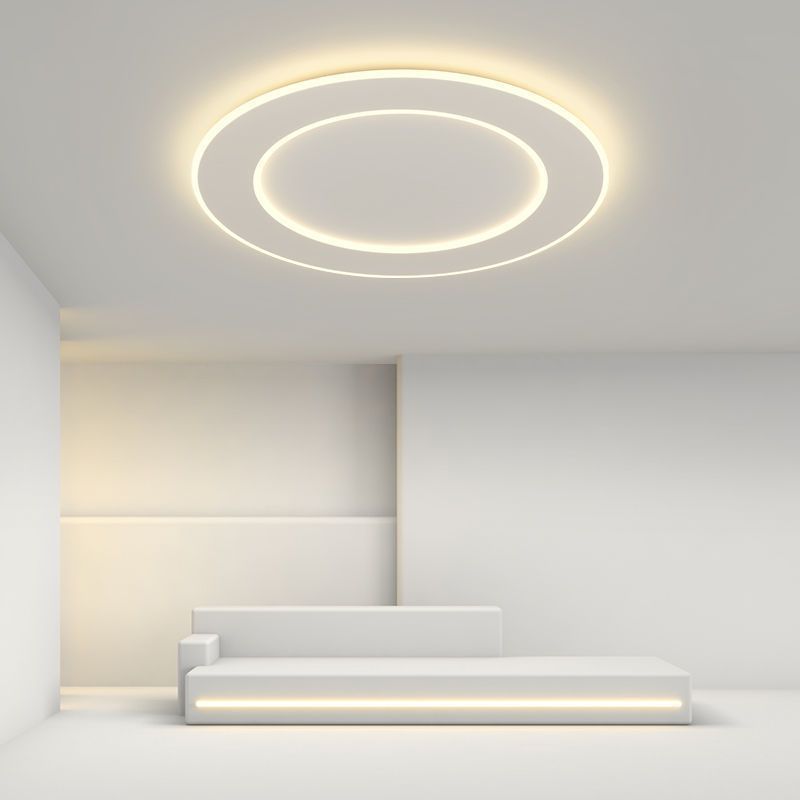 Modern Minimalist Pvc Iron Leaf-shaped Round LED Flush Mount Ceiling Light for Bedroom & Living Room