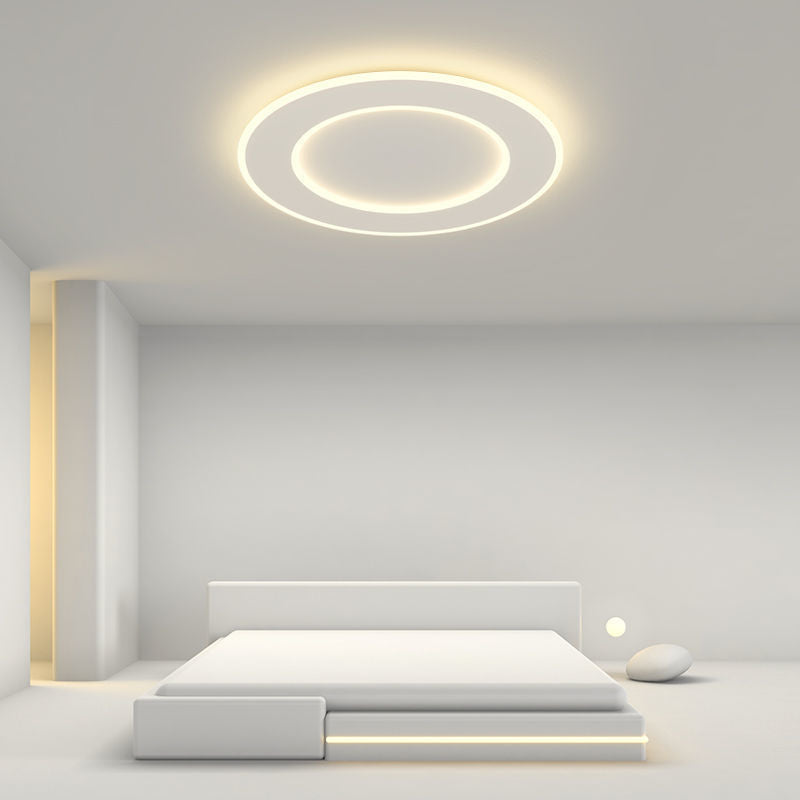 Modern Minimalist Pvc Iron Leaf-shaped Round LED Flush Mount Ceiling Light for Bedroom & Living Room