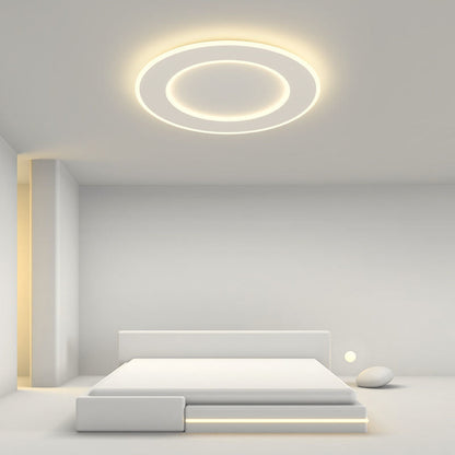 Modern Minimalist Pvc Iron Leaf-shaped Round LED Flush Mount Ceiling Light for Bedroom & Living Room