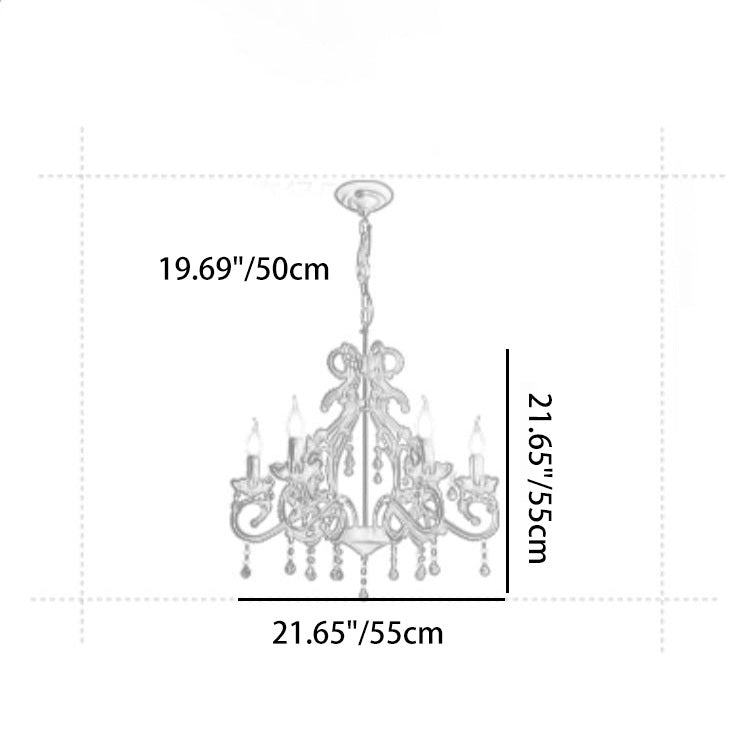 Traditional Farmhouse Crystal Iron Branch Bow Candle 6-light Chandelier for Living Room & Dining Room BulbSquare