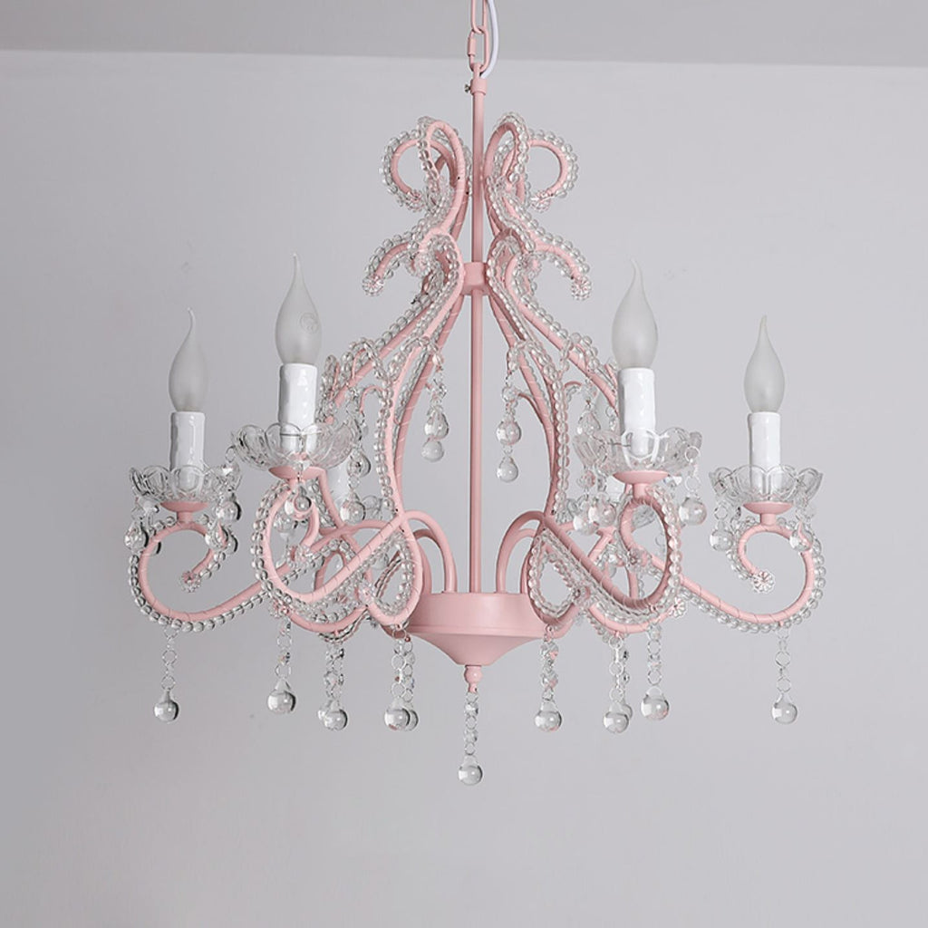 Traditional Farmhouse Crystal Iron Branch Bow Candle 6-light Chandelier for Living Room & Dining Room BulbSquare