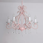 Traditional Farmhouse Crystal Iron Branch Bow Candle 6-light Chandelier for Living Room & Dining Room BulbSquare