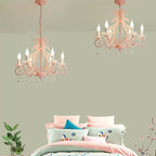 Traditional Farmhouse Crystal Iron Branch Bow Candle 6-light Chandelier for Living Room & Dining Room BulbSquare
