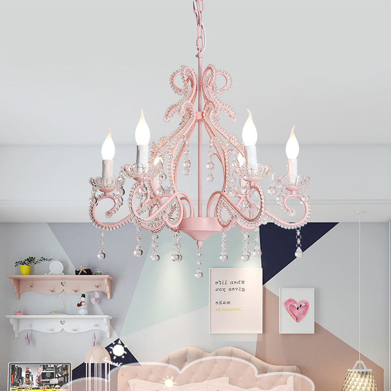 Traditional Farmhouse Crystal Iron Branch Bow Candle 6-light Chandelier for Living Room & Dining Room BulbSquare