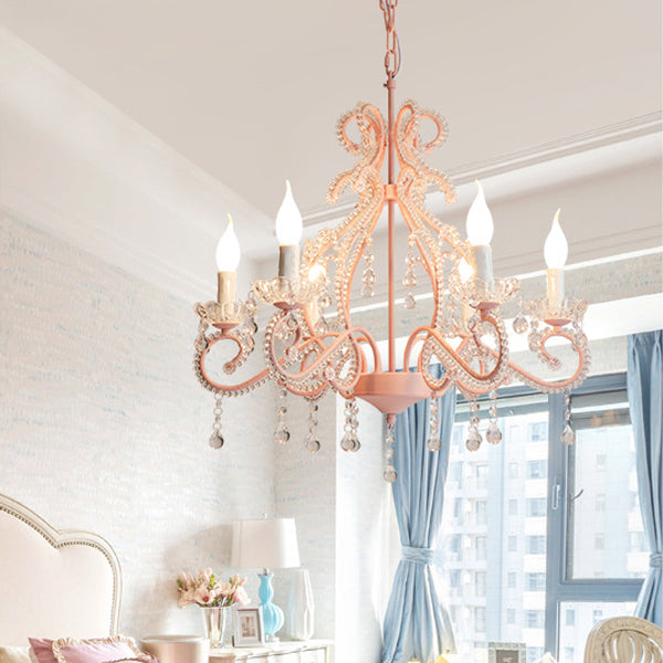 Traditional Farmhouse Crystal Iron Branch Bow Candle 6-light Chandelier for Living Room & Dining Room BulbSquare