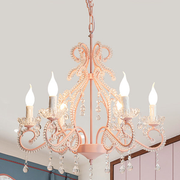 Traditional Farmhouse Crystal Iron Branch Bow Candle 6-light Chandelier for Living Room & Dining Room BulbSquare
