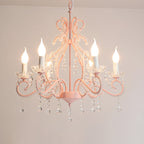 Traditional Farmhouse Crystal Iron Branch Bow Candle 6-light Chandelier for Living Room & Dining Room BulbSquare