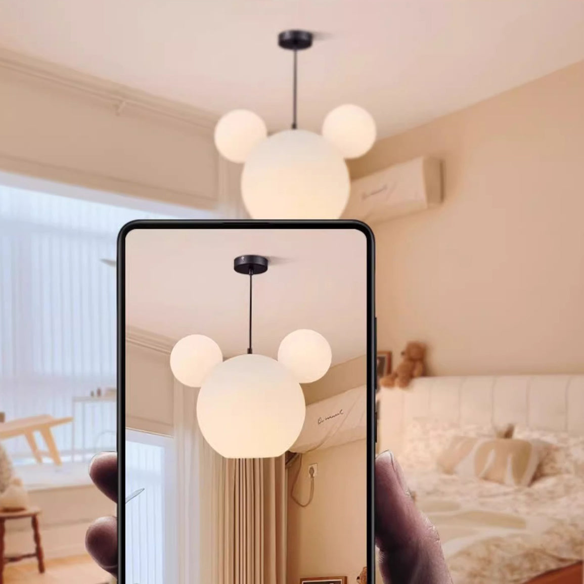 Lumendat Modern Art Deco PE Iron Kids Doll Round 3-Light Chandelier For Bedroom & Living Room Lumendat