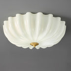 Traditional French Glass Copper Petal Ruffled 3/4-Light Flush Mount Ceiling Light For Bedroom & Living Room Lumendat