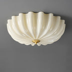 Traditional French Glass Copper Petal Ruffled 3/4-Light Flush Mount Ceiling Light For Bedroom & Living Room Lumendat