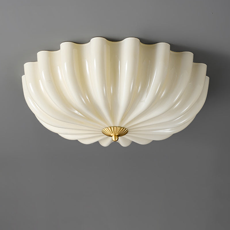 Traditional French Glass Copper Petal Ruffled 3/4-Light Flush Mount Ceiling Light For Bedroom & Living Room Lumendat
