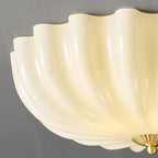 Traditional French Glass Copper Petal Ruffled 3/4-Light Flush Mount Ceiling Light For Bedroom & Living Room Lumendat