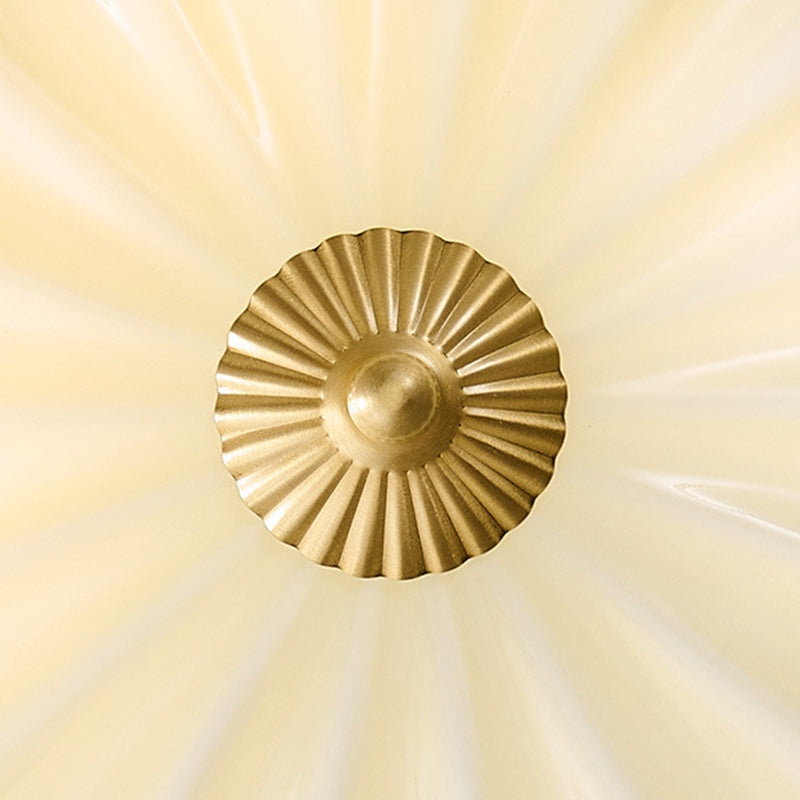 Traditional French Glass Copper Petal Ruffled 3/4-Light Flush Mount Ceiling Light For Bedroom & Living Room Lumendat