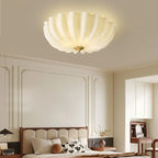 Traditional French Glass Copper Petal Ruffled 3/4-Light Flush Mount Ceiling Light For Bedroom & Living Room Lumendat