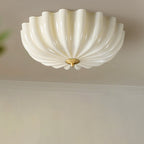 Traditional French Glass Copper Petal Ruffled 3/4-Light Flush Mount Ceiling Light For Bedroom & Living Room Lumendat