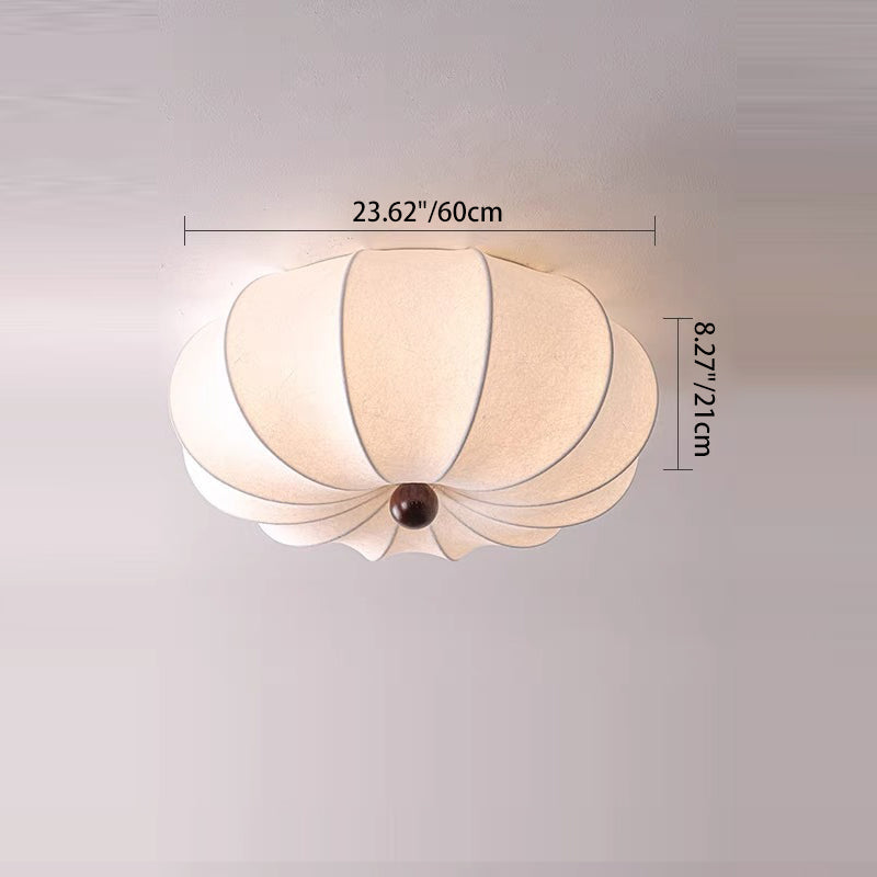 Traditional Chinese Silk Wood Pumpkin-Shaped LED Flush Mount Ceiling Light For Bedroom & Living Room Lumendat
