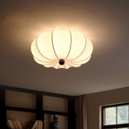 Traditional Chinese Silk Wood Pumpkin-Shaped LED Flush Mount Ceiling Light For Bedroom & Living Room Lumendat