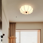 Traditional Chinese Silk Wood Pumpkin-Shaped LED Flush Mount Ceiling Light For Bedroom & Living Room Lumendat