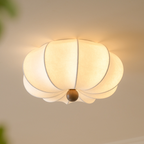 Traditional Chinese Silk Wood Pumpkin-Shaped LED Flush Mount Ceiling Light For Bedroom & Living Room Lumendat