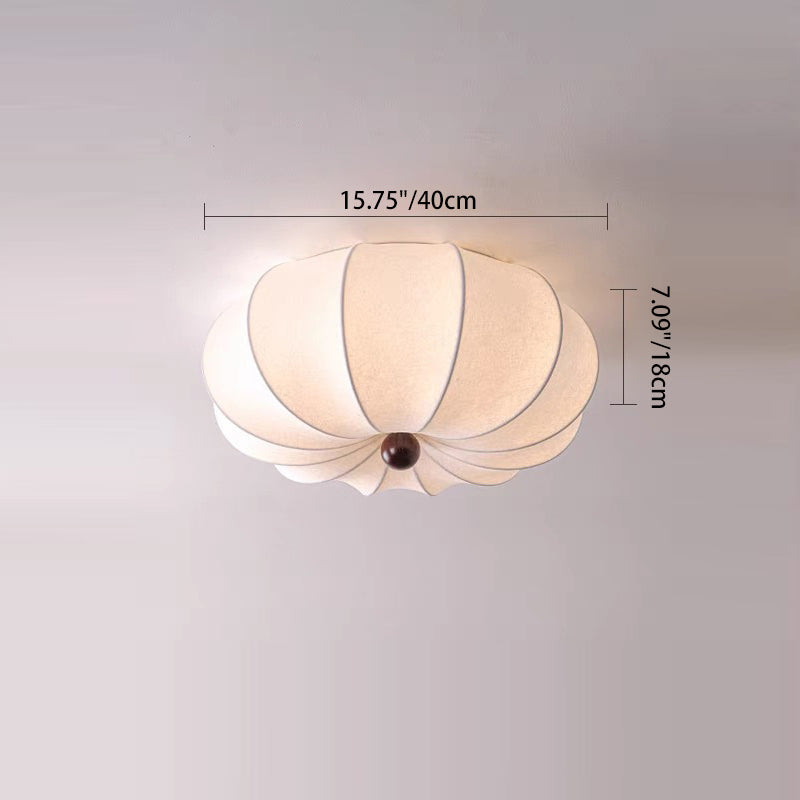 Traditional Chinese Silk Wood Pumpkin-Shaped LED Flush Mount Ceiling Light For Bedroom & Living Room Lumendat
